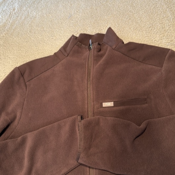 Figs men's On-Shift Fleece Jacket Brown Fleece Zip-Up Jacket size M - Picture 3 of 7